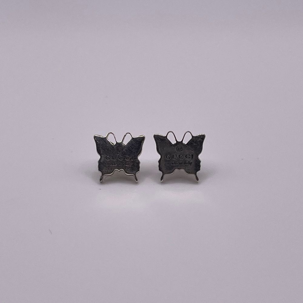 GUCCI Authentic Butterfly "Made in Italy" Logo 925 Sterling Silver Earrings - Picture 8 of 14